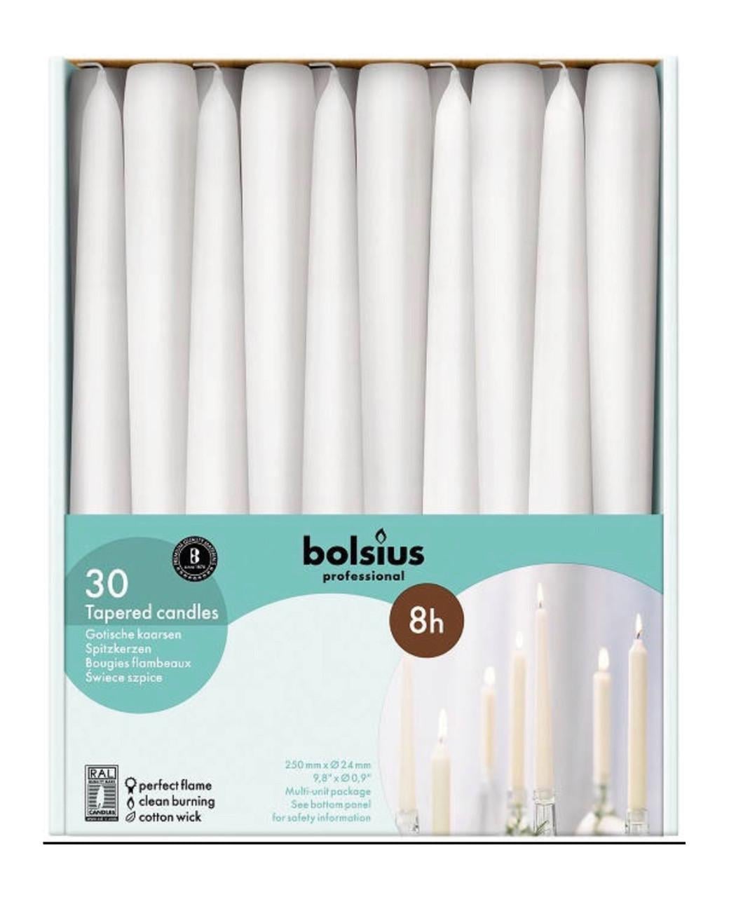 Свеча конусная Bolsius 245/24 30 шт. Белый (2979571289)
