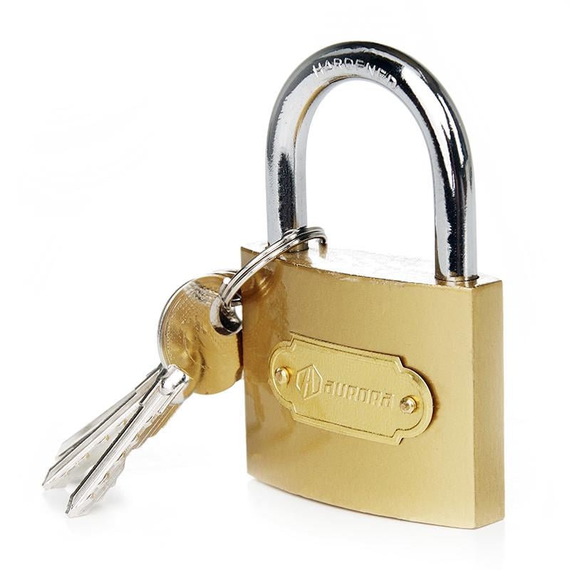 Замок навесной Aurora 30x28x13 мм крестообразный ключ Желтый (840005)