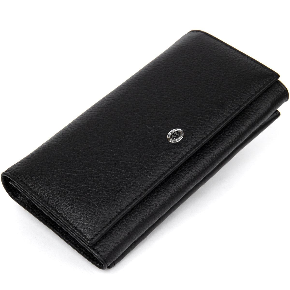 Кошелек женский ST Leather 19375 двухмагнитный с наружной монетницей из натуральной кожи Черный (168-136-19375) Кошелек женский ST Leather 19375 двухмагнитный с наружной монетницей из натуральной кожи Черный (168-136-19375)