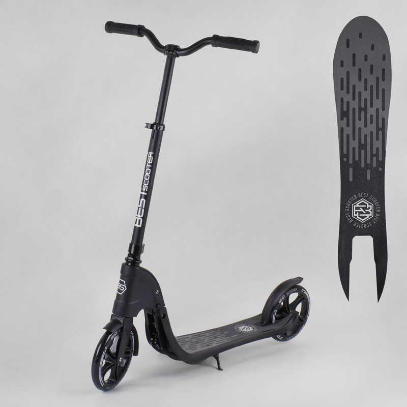 Самокат двухколесный Best Scooter c PU колесами широким велосипедным рулем новым зажимом руля Black (98440) - фото 6