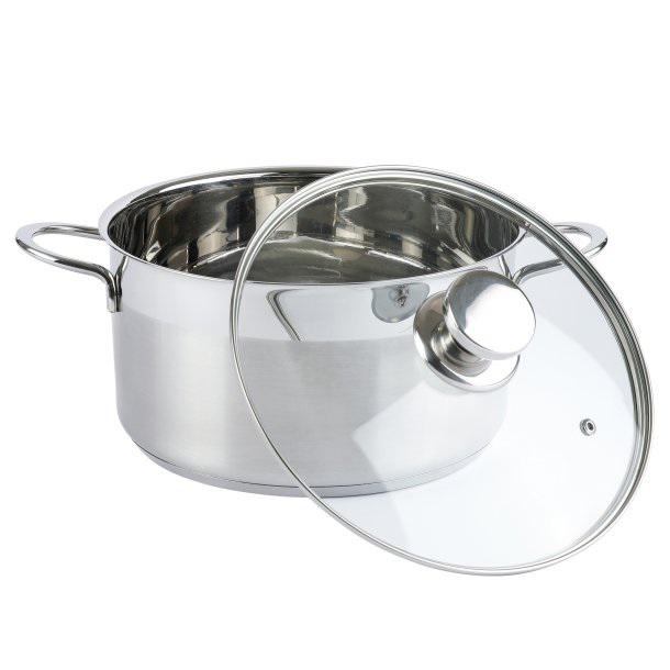 Кастрюля со стеклянной крышкой Axentia Brilliant d 24 см 5,8 л из нержавеющей стали 13 см (135942) - фото 2