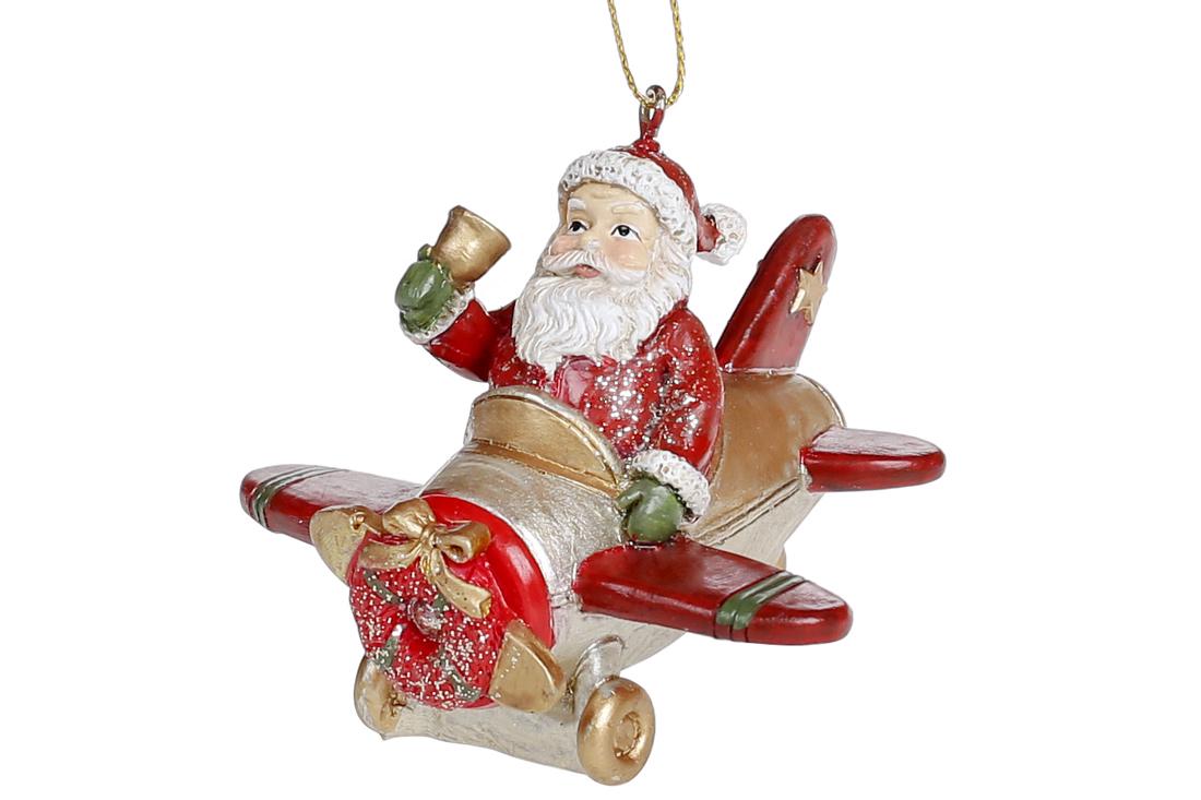 Елочное украшение BonaDi Санта на самолете (707-735)