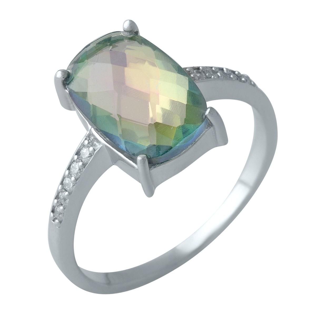 Кольцо серебряное Tiva с мистик топазом 6,958 ct 3,46 г р. 18 (0868158)