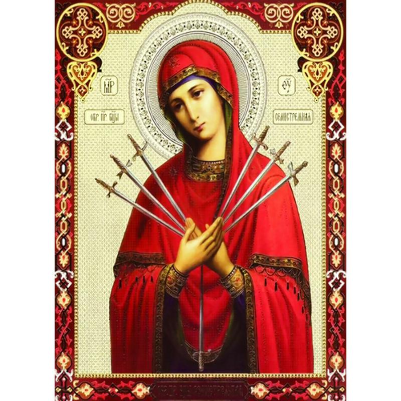 Алмазна мозаїка Strateg Преміум Ікона Семистрільна 50x65 см (Str-SGK75717)