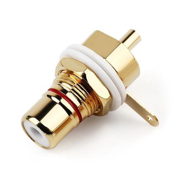Коннектор-аудиоадаптер SUNROZ с разъемом RCA Female гнездо под пайку Metal Gold/Red (A48556)