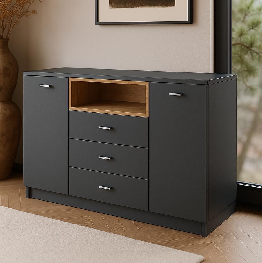 Комод для одежды Мастер Форм Тетрис 1200х376х793 мм Антрацит/Дуб крафт золотой (31304) Комод для одежды Мастер Форм Тетрис 1200х376х793 мм Антрацит/Дуб крафт золотой (31304)