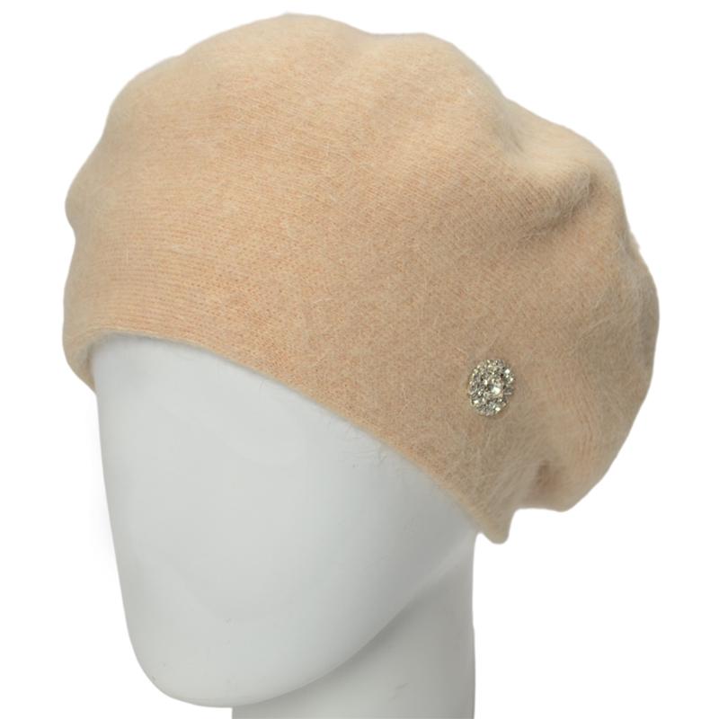 Берет женский Novita Фанни ангоровый на ножке one size Лен