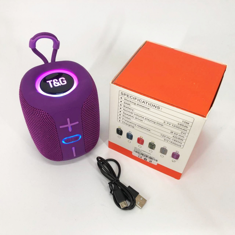 Колонка портативная TG 658 с RGB подсветкой Purple (tf4902) - фото 8