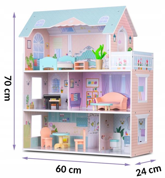 Домик кукольный большой многоэтажный деревянный Ricokids с мебелью и аксессуарами для девочки 3+ лет 70 см - фото 5 Домик кукольный большой многоэтажный деревянный Ricokids с мебелью и аксессуарами для девочки 3+ лет 70 см - фото 5