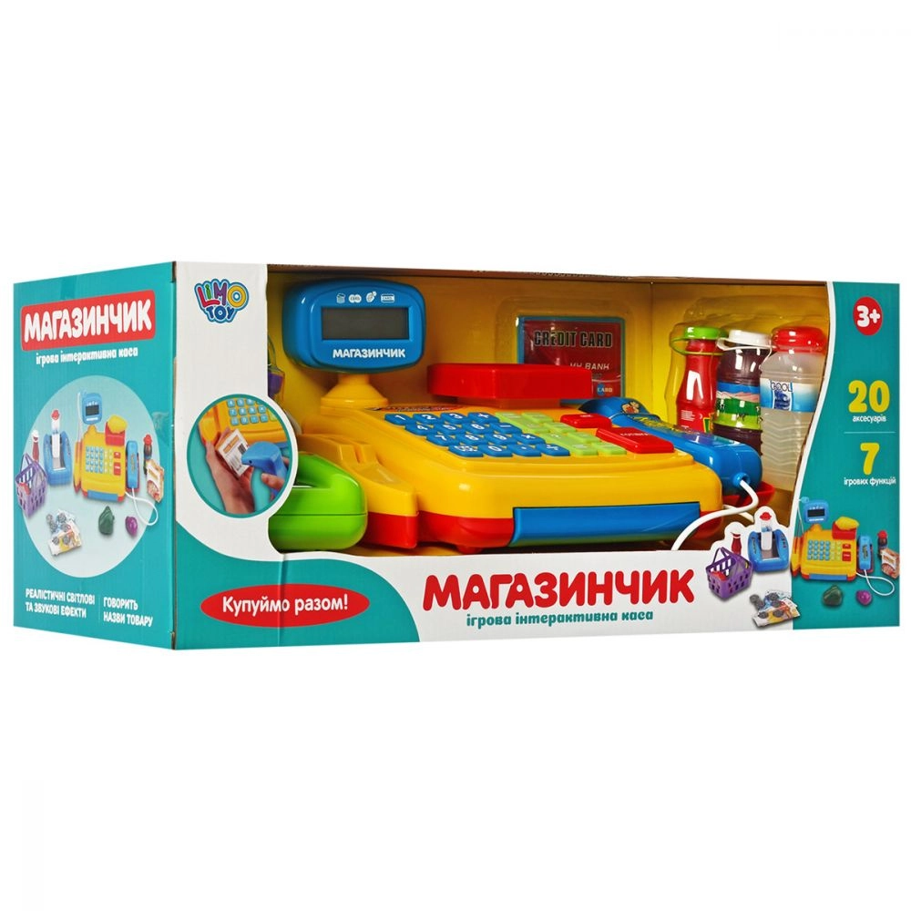 Детский игровой набор Limo Toy Кассовый аппарат с аксессуарами из пластика 43х18х17 см Разноцветный (150-98-7018RU) - фото 3 Детский игровой набор Limo Toy Кассовый аппарат с аксессуарами из пластика 43х18х17 см Разноцветный (150-98-7018RU) - фото 3