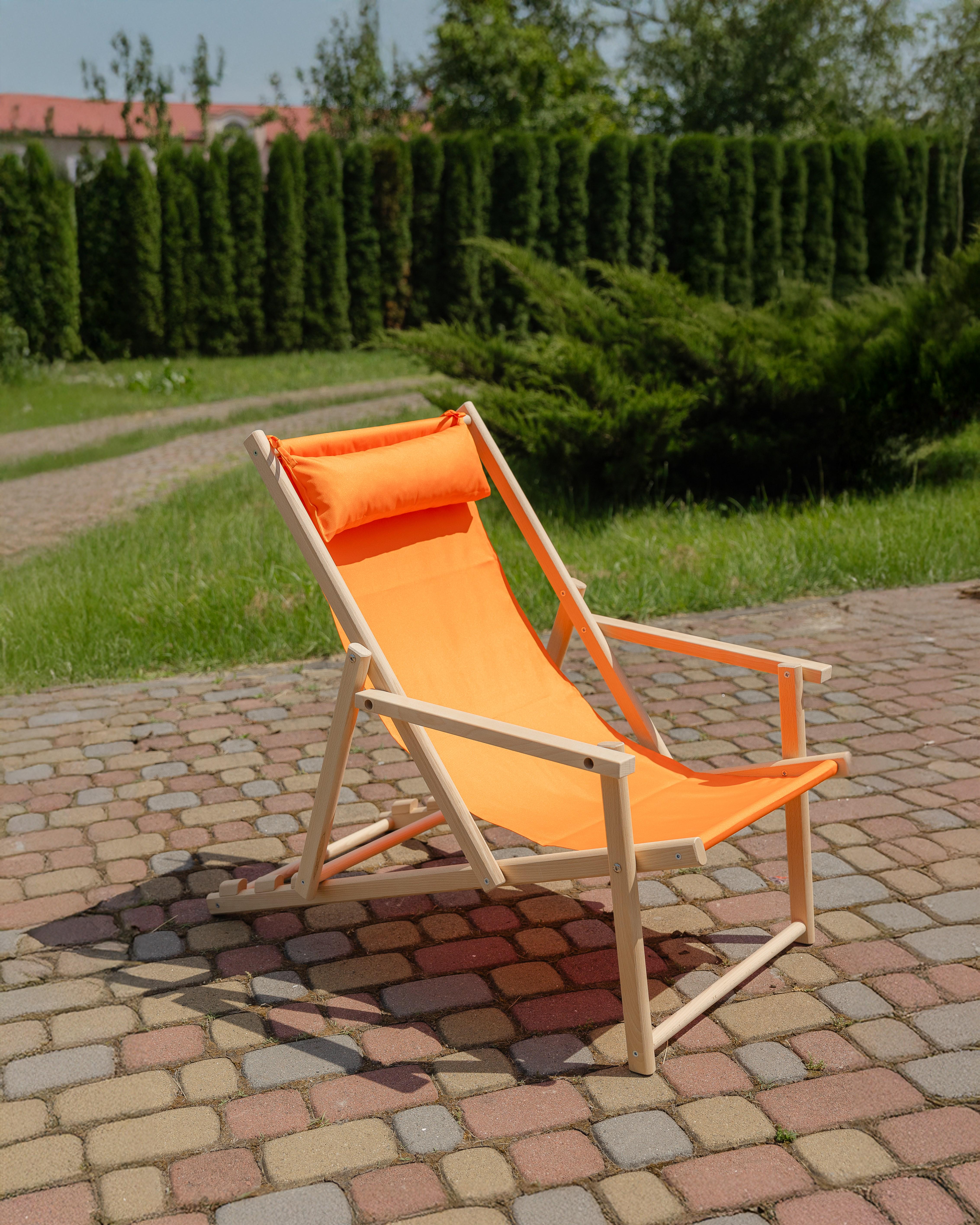 Шезлонг дерев'яний розкладний XRmaster з підлокітниками та підголовником Помаранчевий (0002245) - фото 6 Шезлонг дерев'яний розкладний XRmaster з підлокітниками та підголовником Помаранчевий (0002245) - фото 6
