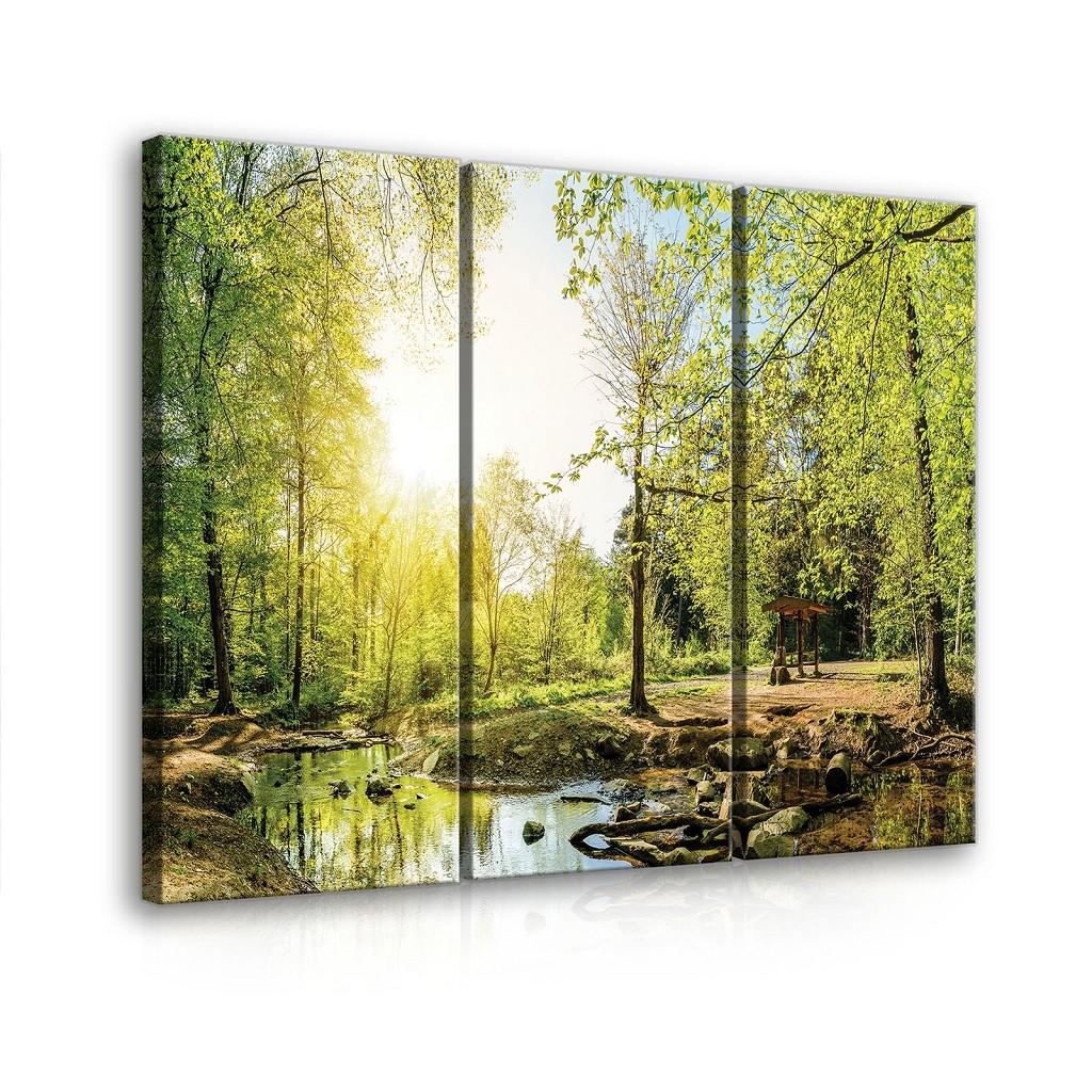 Модульная картина на холсте 3x30x80 см Зеленый лес (PS10508S6)