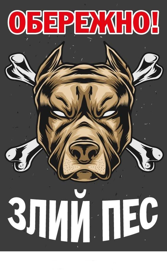 Табличка Злой пес собака с костями (д-9293)