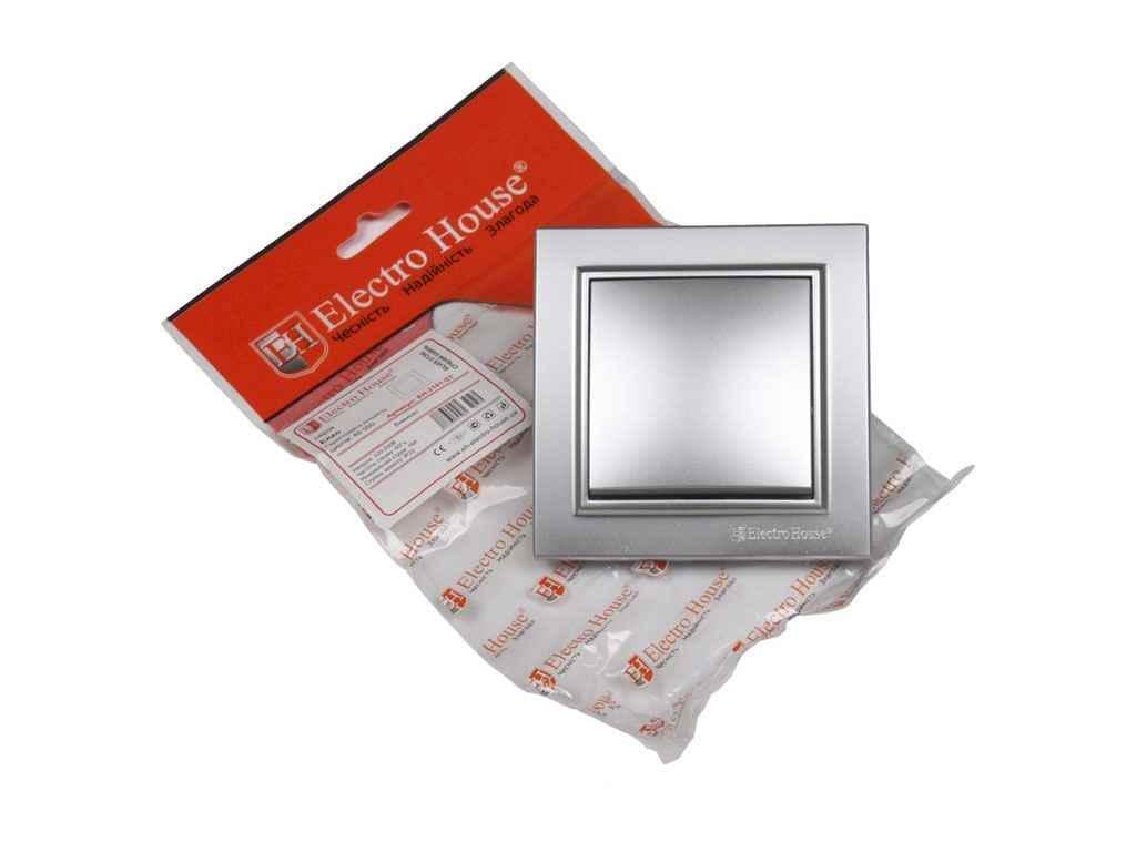 Выключатель ElectroHouse двухклавишный Enzo EH-2181-ST Серебристый (209103)