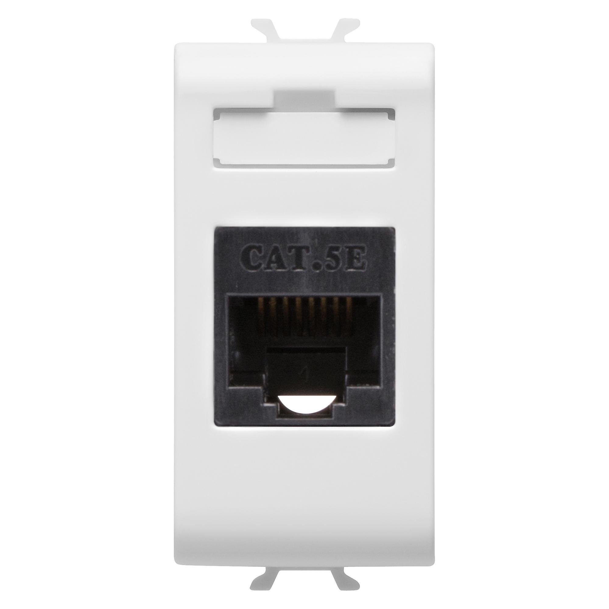 Розетка комп'ютерна Gewiss Chorusmart RJ45 кат.5е UTP 1 модуль технополімер Білий сатиновий (GW15421)