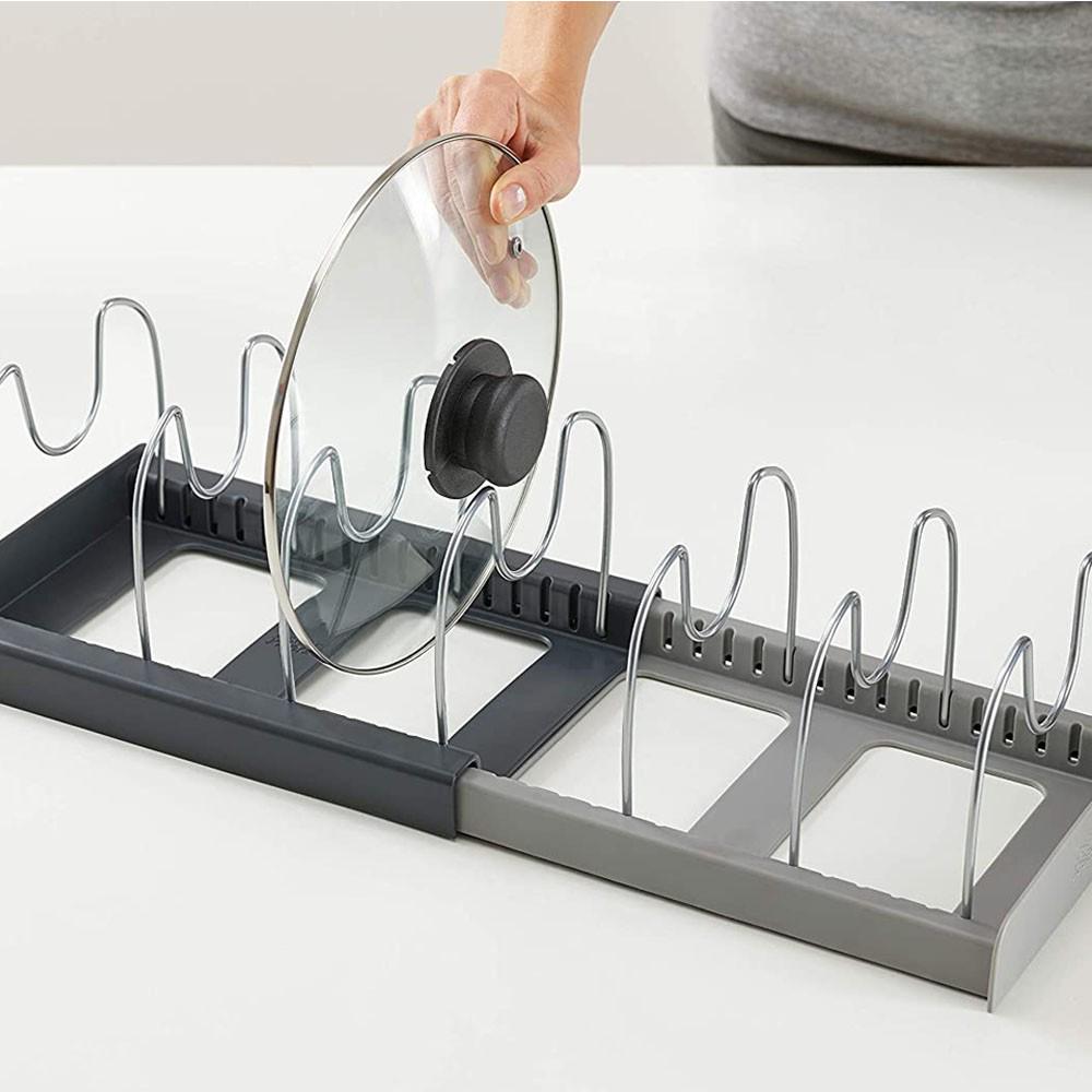 Органайзер розсувний ES-8765 для кришок і посуду з піддоном Grey (784780618) - фото 5 Органайзер розсувний ES-8765 для кришок і посуду з піддоном Grey (784780618) - фото 5