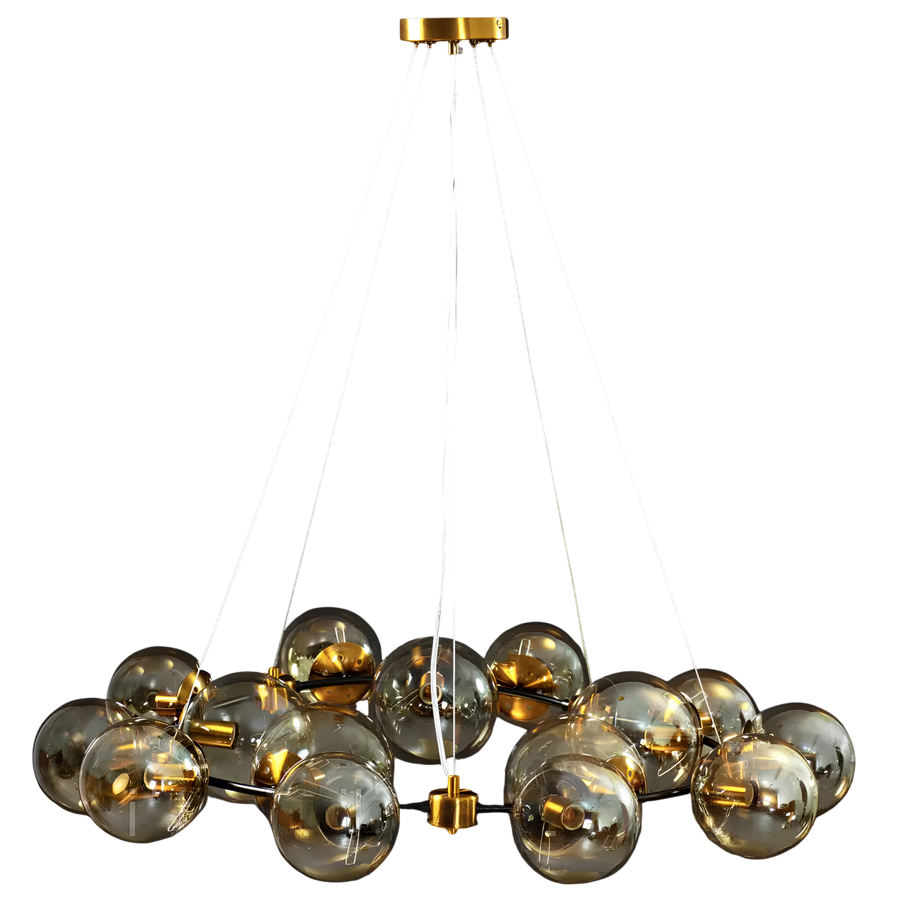 Люстра Svet с 15 плафонами шарами под лампу Е14 Черный/Бронзовый (SN-9702-15 DGD)