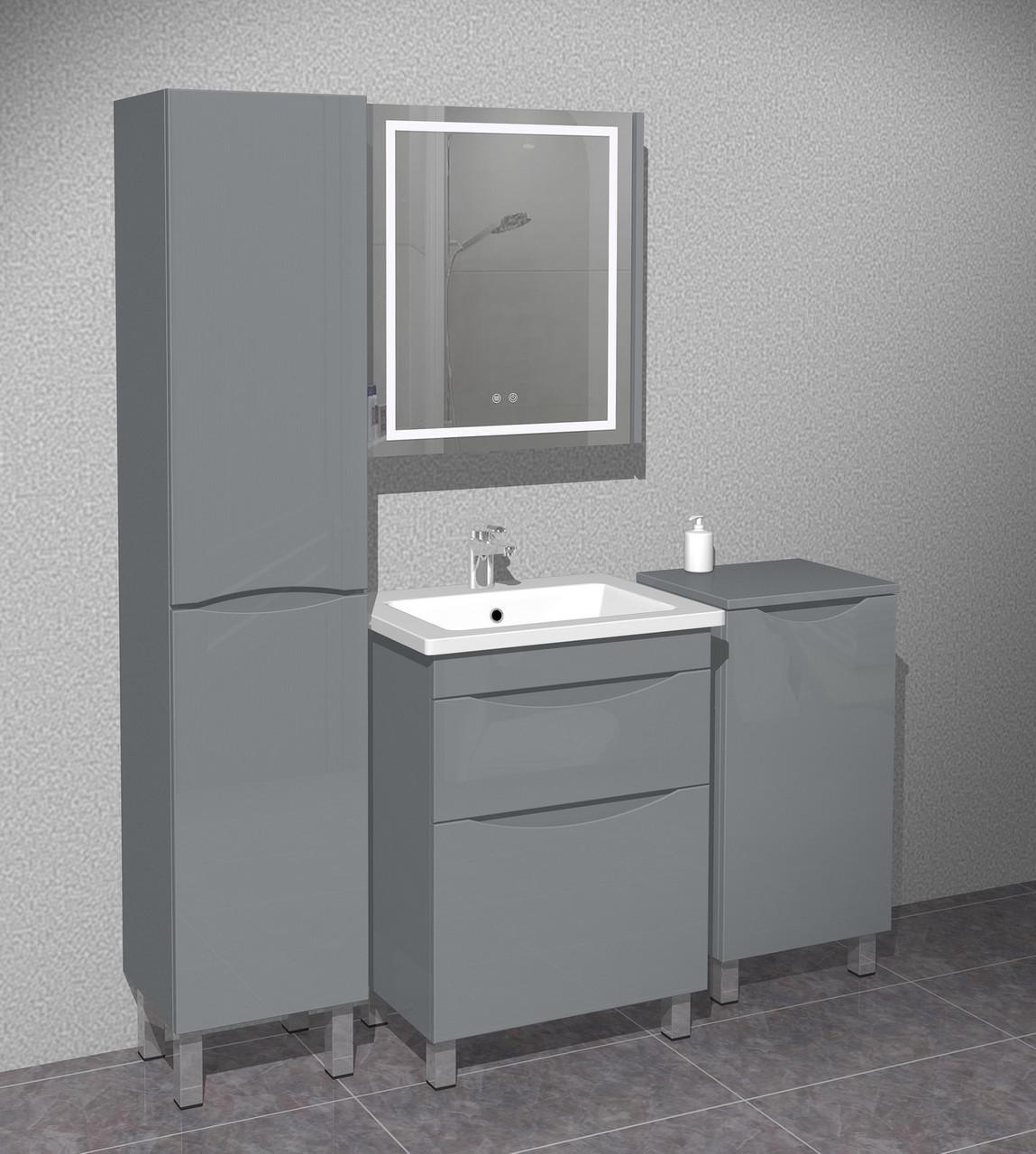 Тумба для ванной комнаты напольная Milleau Альфа 60 с умывальником Комо 60 см Графитовый (30632089) - фото 2 Тумба для ванной комнаты напольная Milleau Альфа 60 с умывальником Комо 60 см Графитовый (30632089) - фото 2