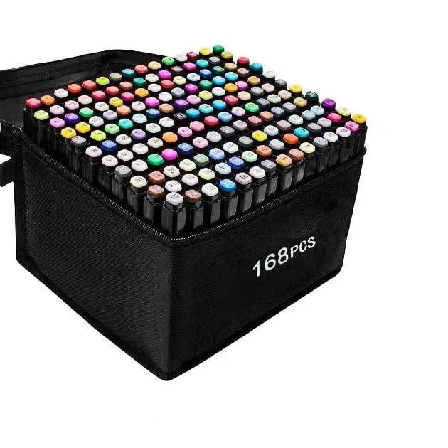 Набір маркерів двосторонніх для скетчингу та малювання в сумці 168 кольорів (DR014860)