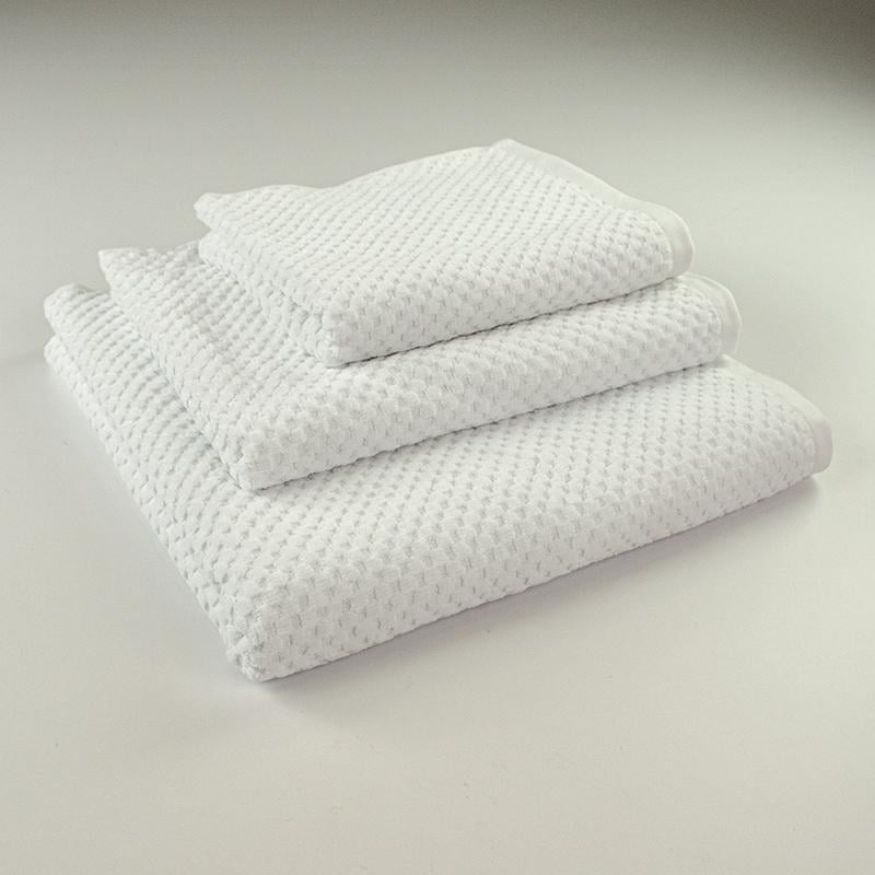 Комплект махровых полотенец однотонный Damask жаккардовое с велюром 40x70/50x90/70x140 см 3 шт. Белый