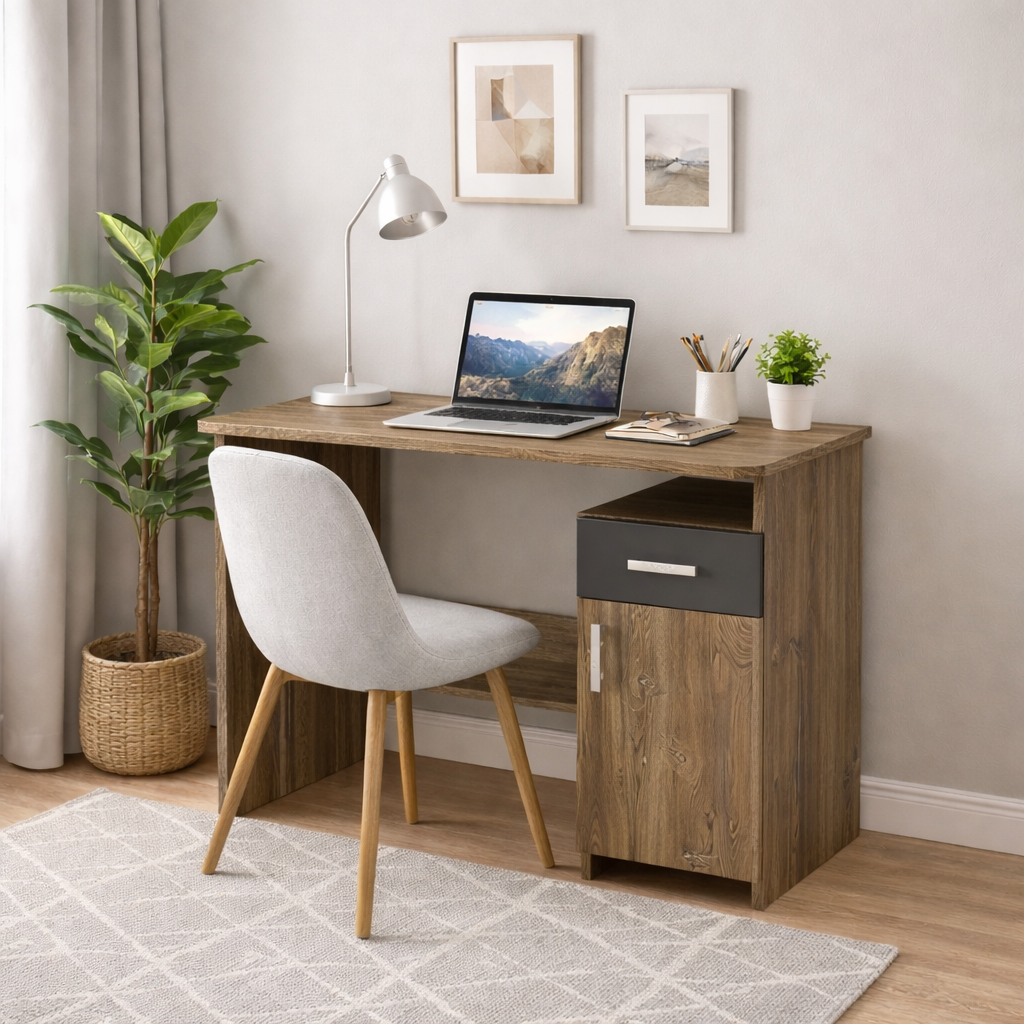 Письменный стол Ровесник Мебель Сервис 89х55х74 см Дуб флагшток/Серый (34068673)