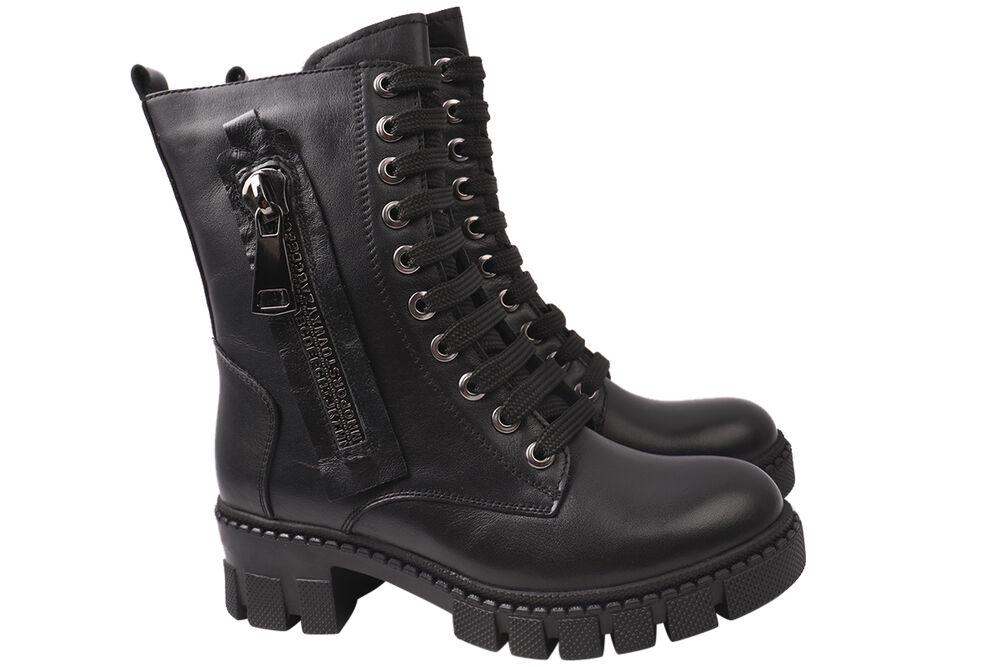 Ботинки женские Aquamarin из кожи на шнуровке на платформе р. 40 Черный (1881-21DHC)