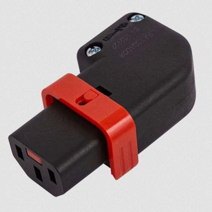 Гнездо с фиксацией соединения C13 Lock IEC320 кабельное угловое 3 контакта 250 В 10 А (000041131)