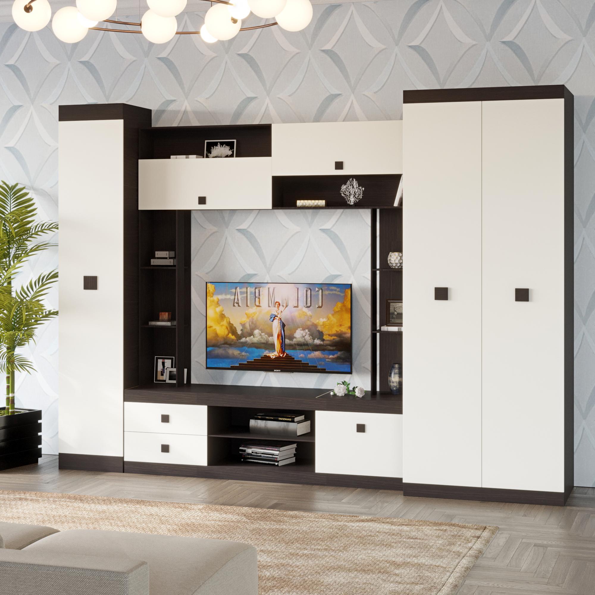 Стенка для гостиной Эверест Соната 3 Венге темный/Белый (DTM-2514)