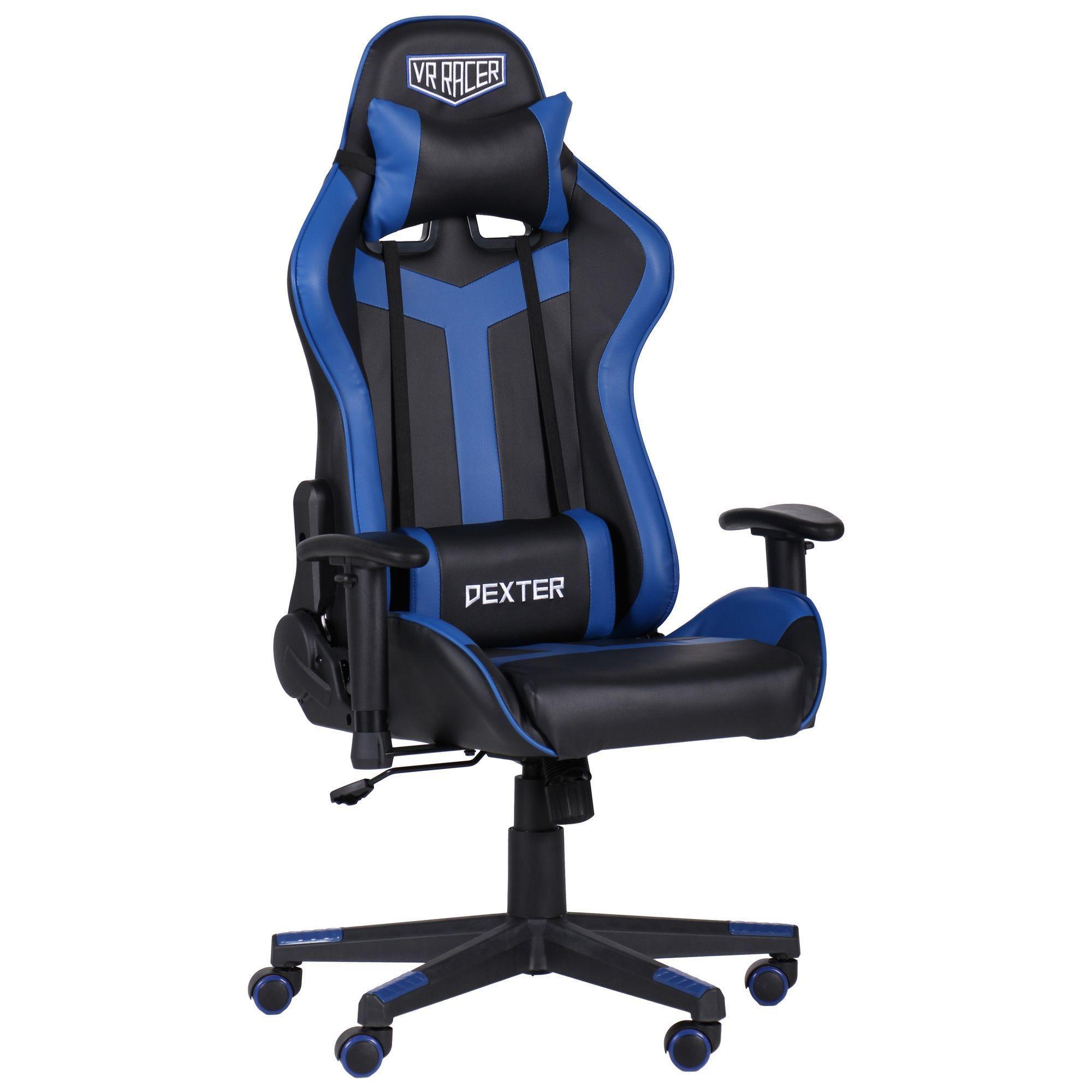 Геймерское кресло VR Racer Dexter Slag 1230 100x650x640 мм пластик/кожзаменитель Черный/Синий