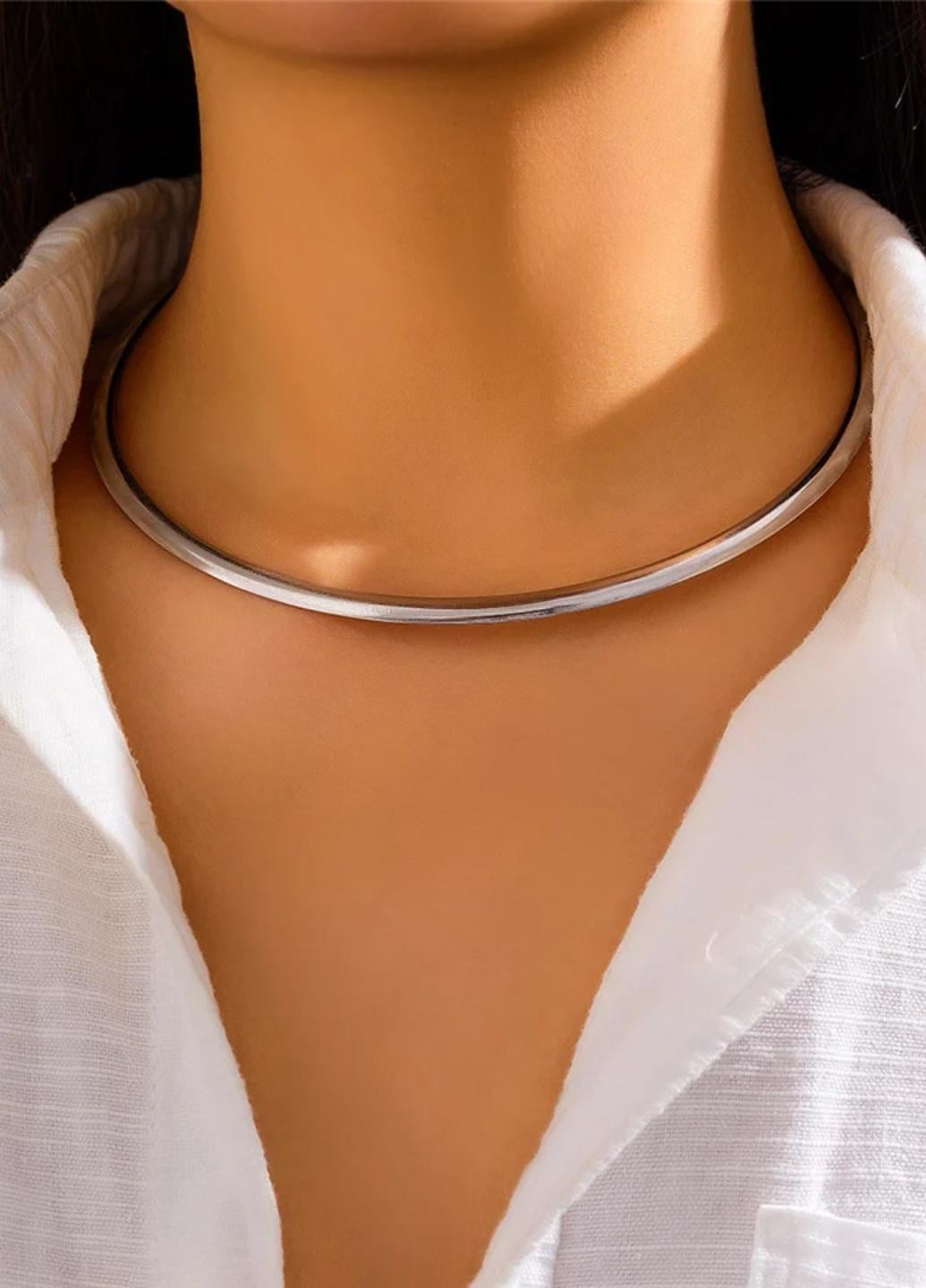 Колье женское ожерелье полукруг Fashion Jewelry 18458 Серебристый