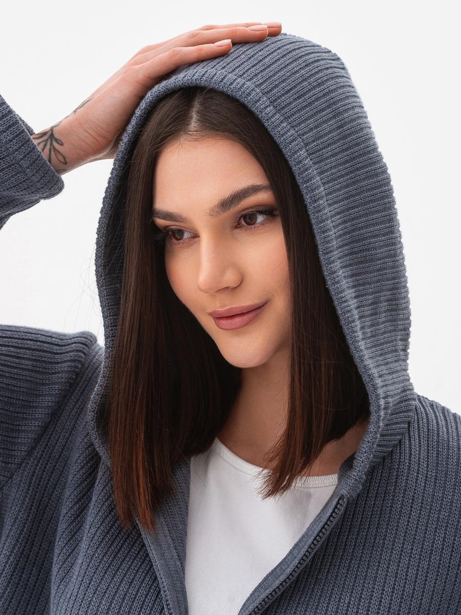 Кардиган хлопковый с капюшоном SVTR р. 48-52 Джинсовый (592) - фото 5