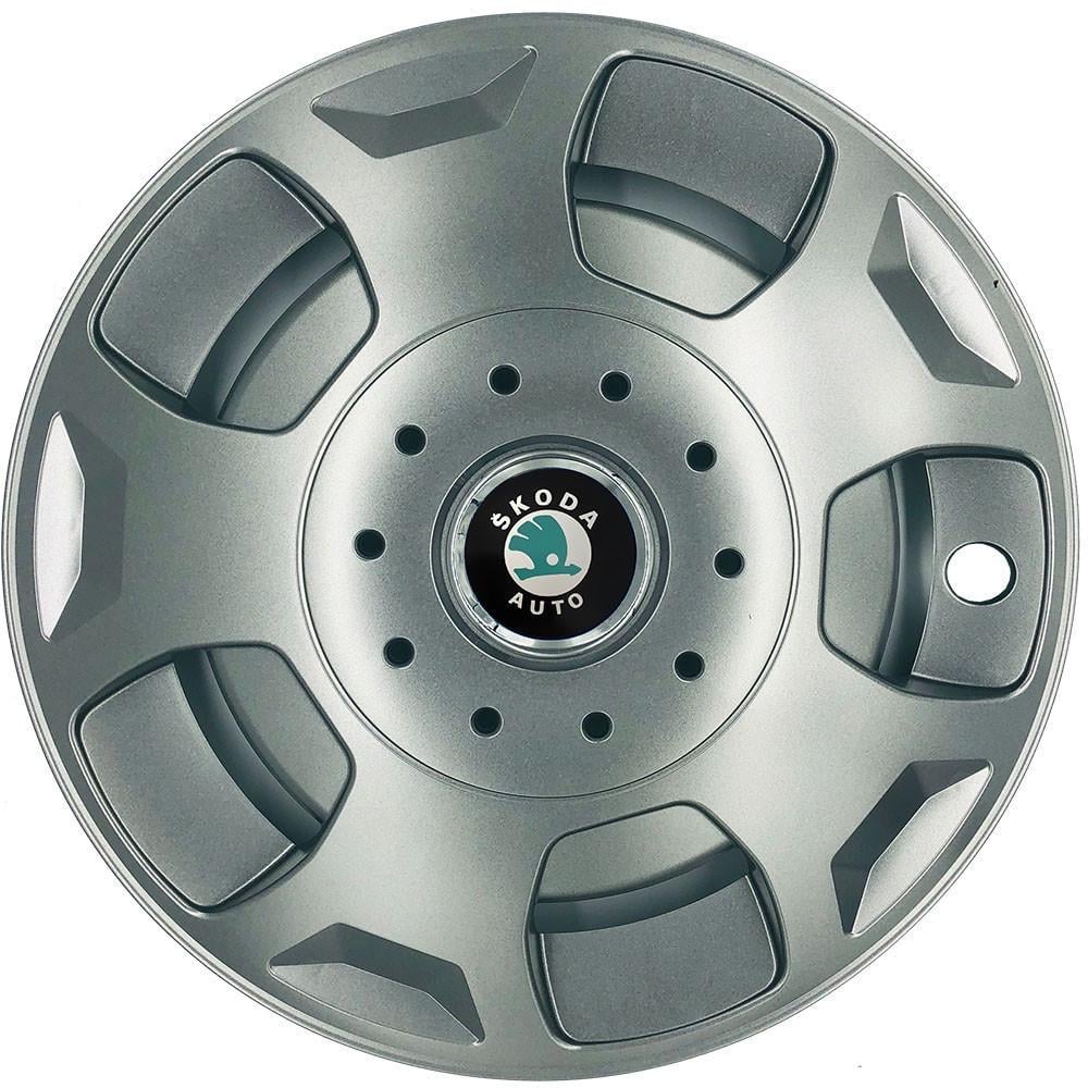 Колпаки SJS с логотипом Skoda 404 R16 4 шт. Зеленый/Серебряный (31006008)