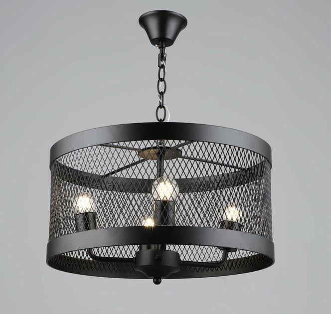 Люстра подвесная Sirius Loft с плафоном в сетку под четыре лампы Е27 IP20 B S2459/4 BK 60W Черный (28685604)