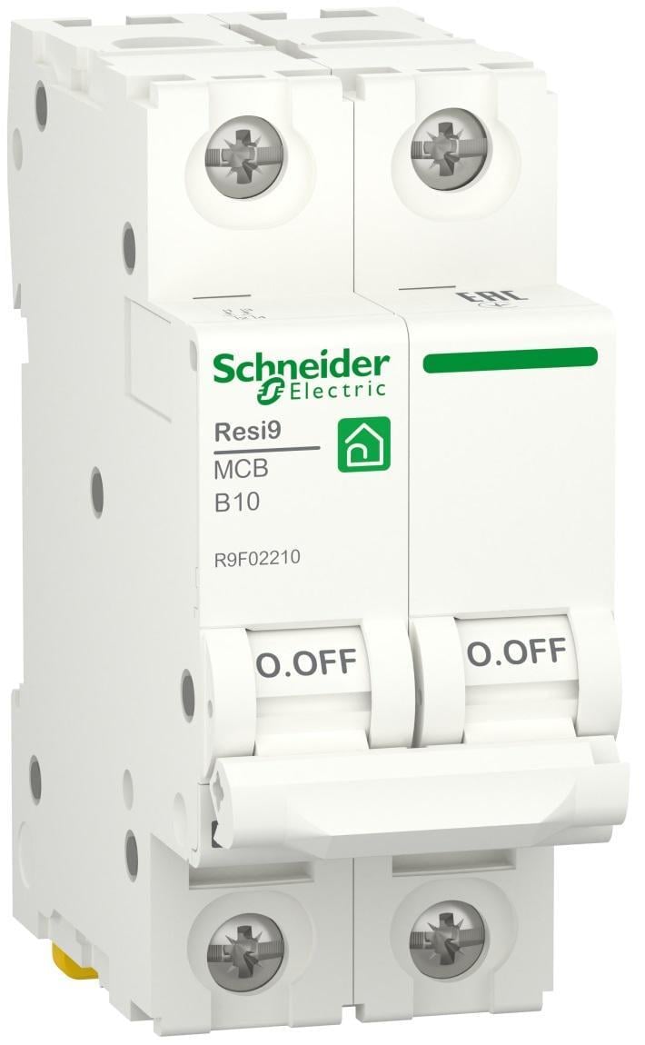Автоматичний вимикач Schneider Electric RESI9 2P 10A 6кА В (R9F02210) - фото 1 Автоматичний вимикач Schneider Electric RESI9 2P 10A 6кА В (R9F02210) - фото 1