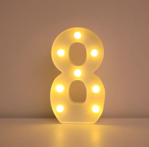 Цифра об'ємна 8 Led декоративна маленька 21x13 см Білий (1899/8) - фото 2