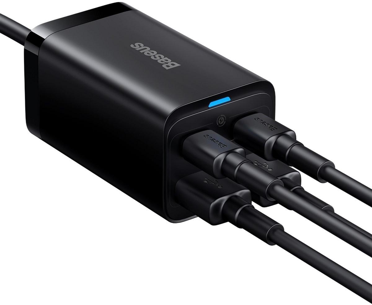 Зарядное устройство Baseus 65W GaN3 Pro Desktop Fast Charger QC4.0+PD3.0 2USB+2Type-C 3A с кабелем Baseus Type-C to Type-C 100W 20V/5A 1 м Black (CCGP040101) - фото 16