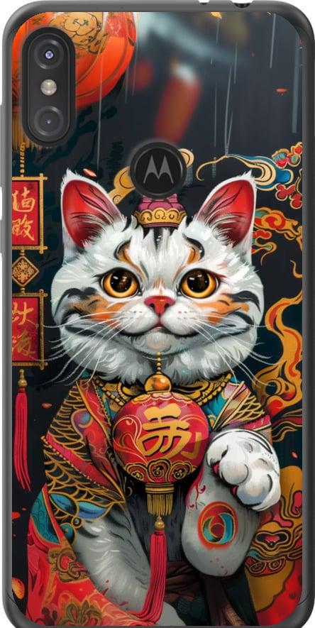 Чехол на Motorola One Power China Cat v2 (6135u-1588-42517) Чехол на Motorola One Power China Cat v2 (6135u-1588-42517)