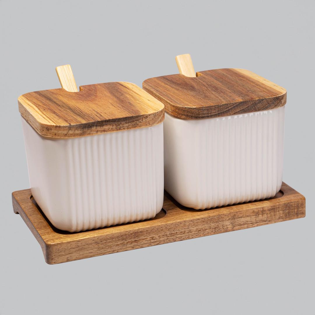 Набір ваз для цукру/солі/кави/чаю з кришечками та ложками 2 шт. Білий (ST0392) - фото 8 Набір ваз для цукру/солі/кави/чаю з кришечками та ложками 2 шт. Білий (ST0392) - фото 8