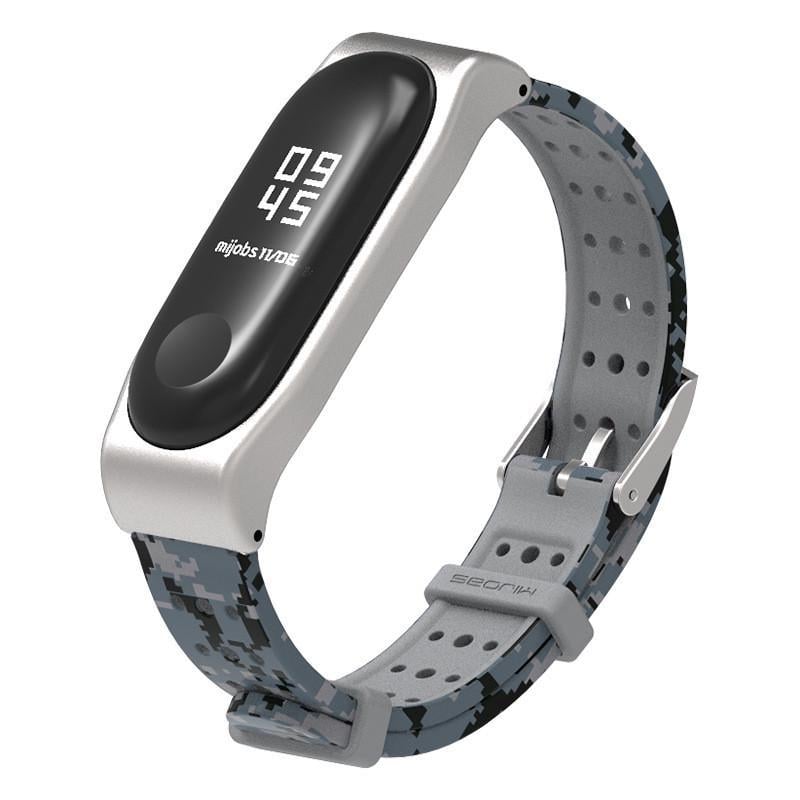 Ремінець для смарт-годинників Xiaomi Mi Band 4/3 MiJobs Classical TPU Pixel Сamouflage Синій/Сірий (1705P)