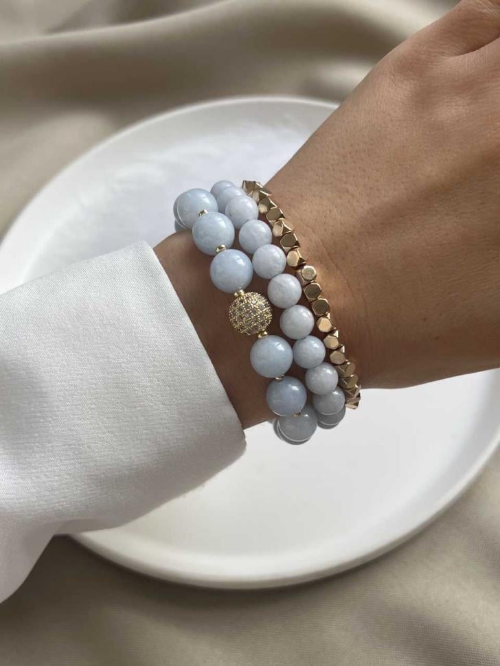 Сет браслетов с золотом Голубой (4631)