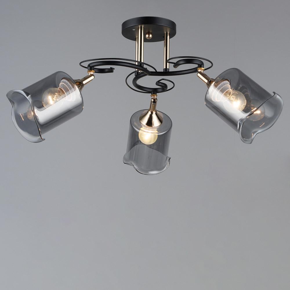 Люстра потолочная Light House SRS-19033/3 Черный с золотым/Дымчатый