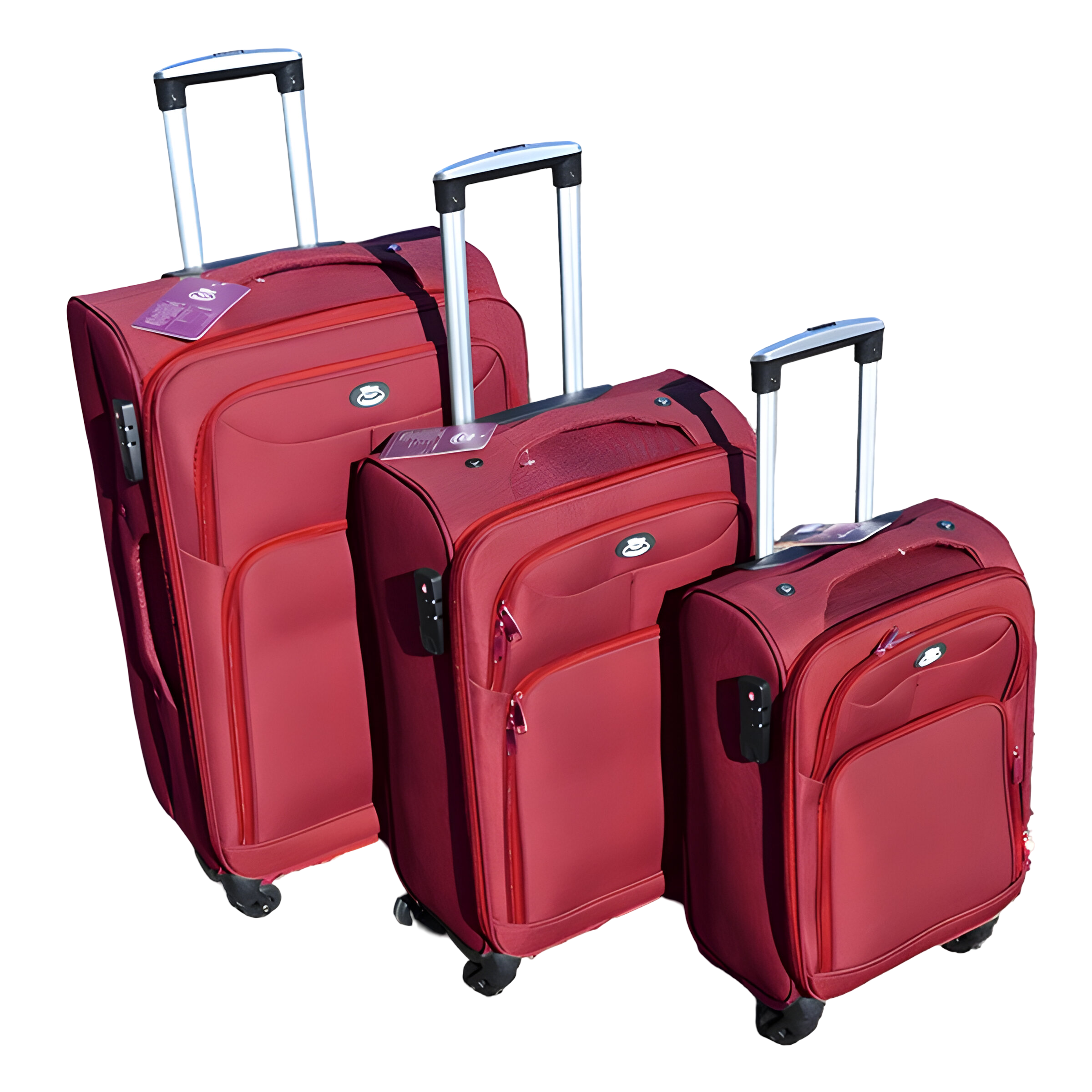 Набір валіз тканинних 3в1 Wings кодовим замком та телескопічною ручкою Червоний (7109)