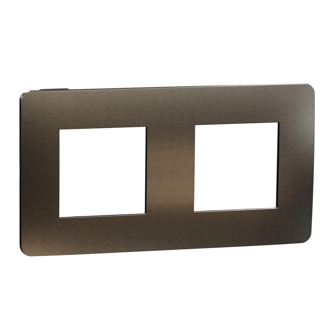 Рамка 2-постовая Schneider Electric Unica New поликарбонат 156х85х10 мм Никель матовый/Антрацитовый (NU280453M)