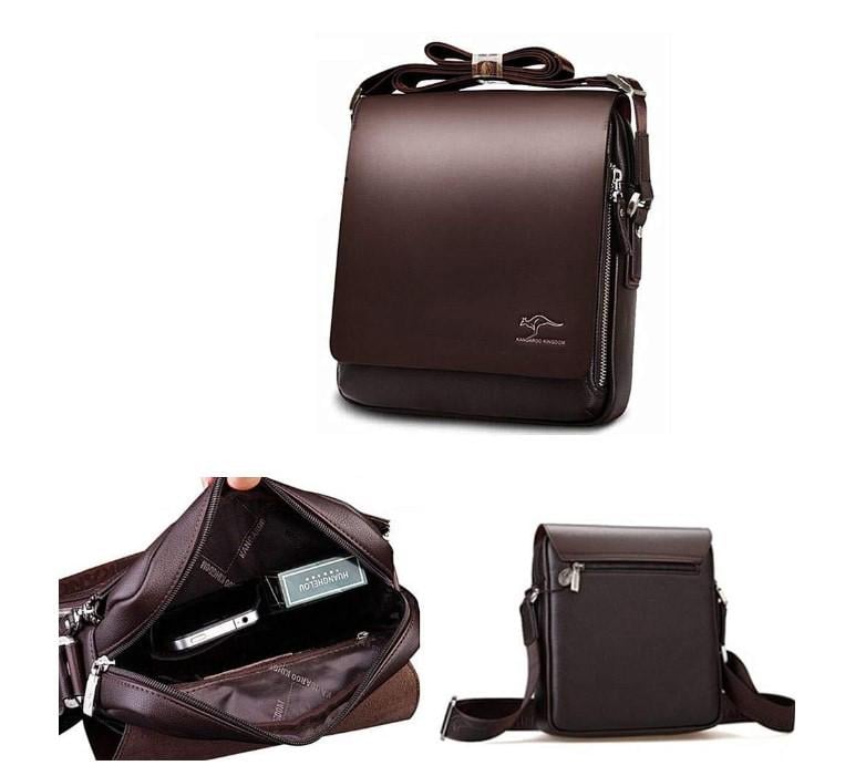 Мужская сумка Kangaroo Kingdom кожаная через плечо 25х23х9 см Коричневий - фото 2 Мужская сумка Kangaroo Kingdom кожаная через плечо 25х23х9 см Коричневий - фото 2