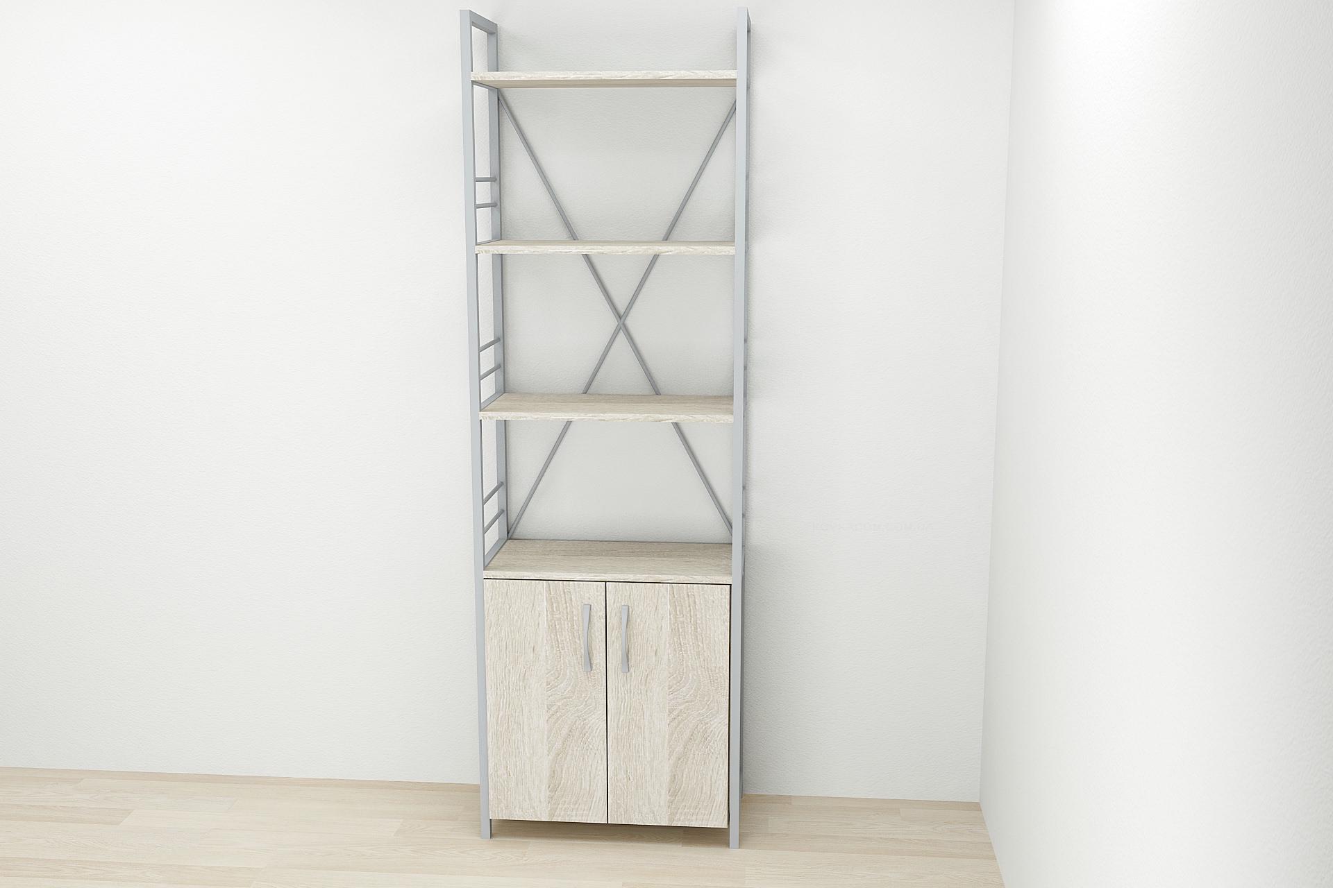 Этажерка Ferrum-decor Коннект 4/60 с тумбой ДСП 179x60x28 см Серый/Сонома (FRD-102480)