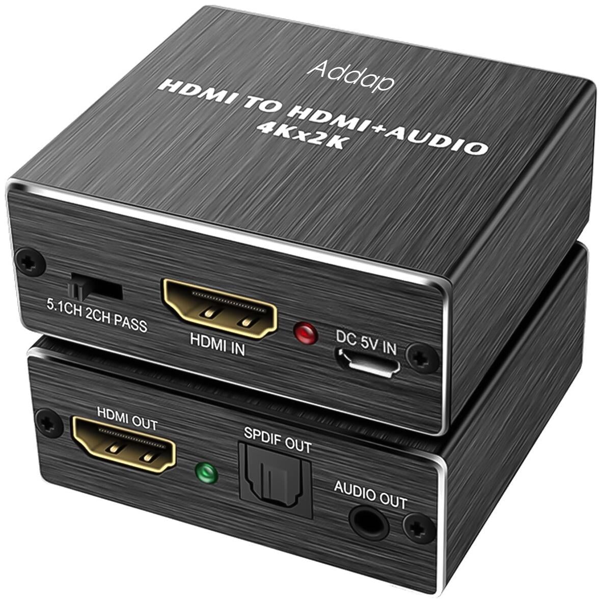 Экстрактор HDMI аудио Addap HAE-02 конвертер звука с HDMI на оптический SPDIF/Toslink и 3,5 мм