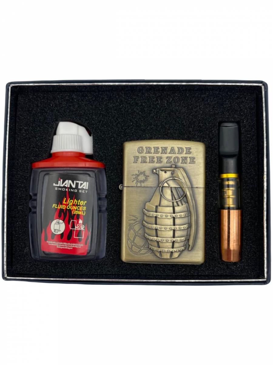 Набір подарунковий бензиновий Граната 4 запальничка/мундштук/балончик бензина (32161943)