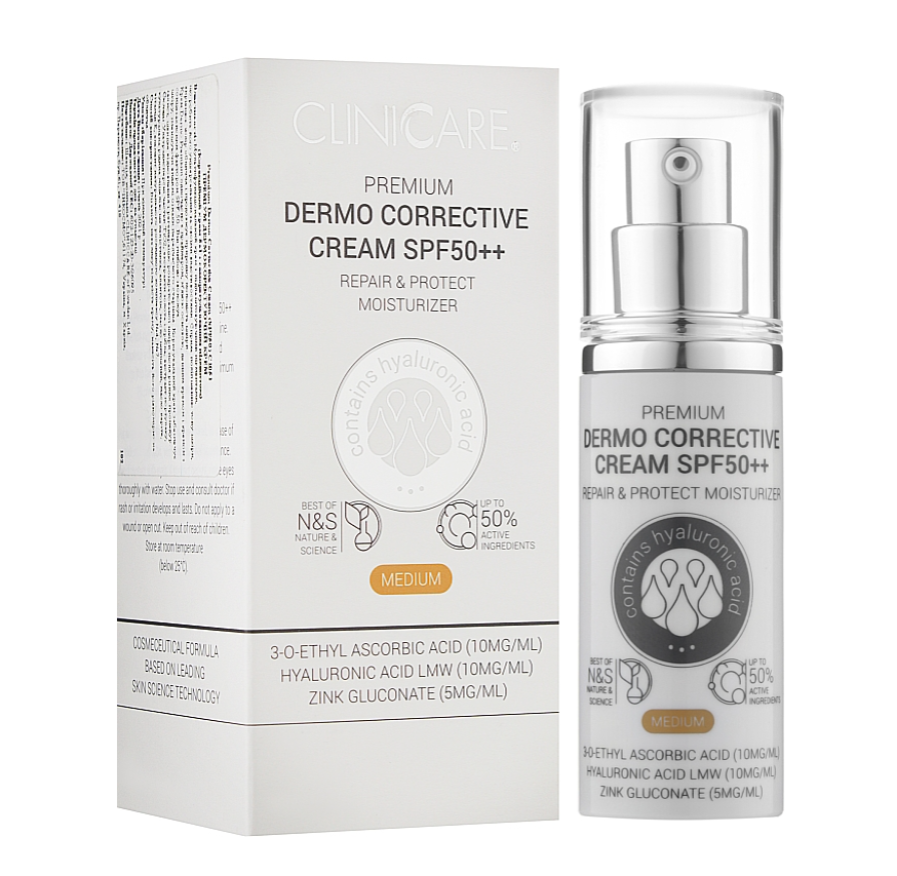 Крем корректирующий 5в1 ClinicCare SPF 50 с самоподстраиваемым антивозрастным пигментом после процедур 30 мл (C1051-1 )