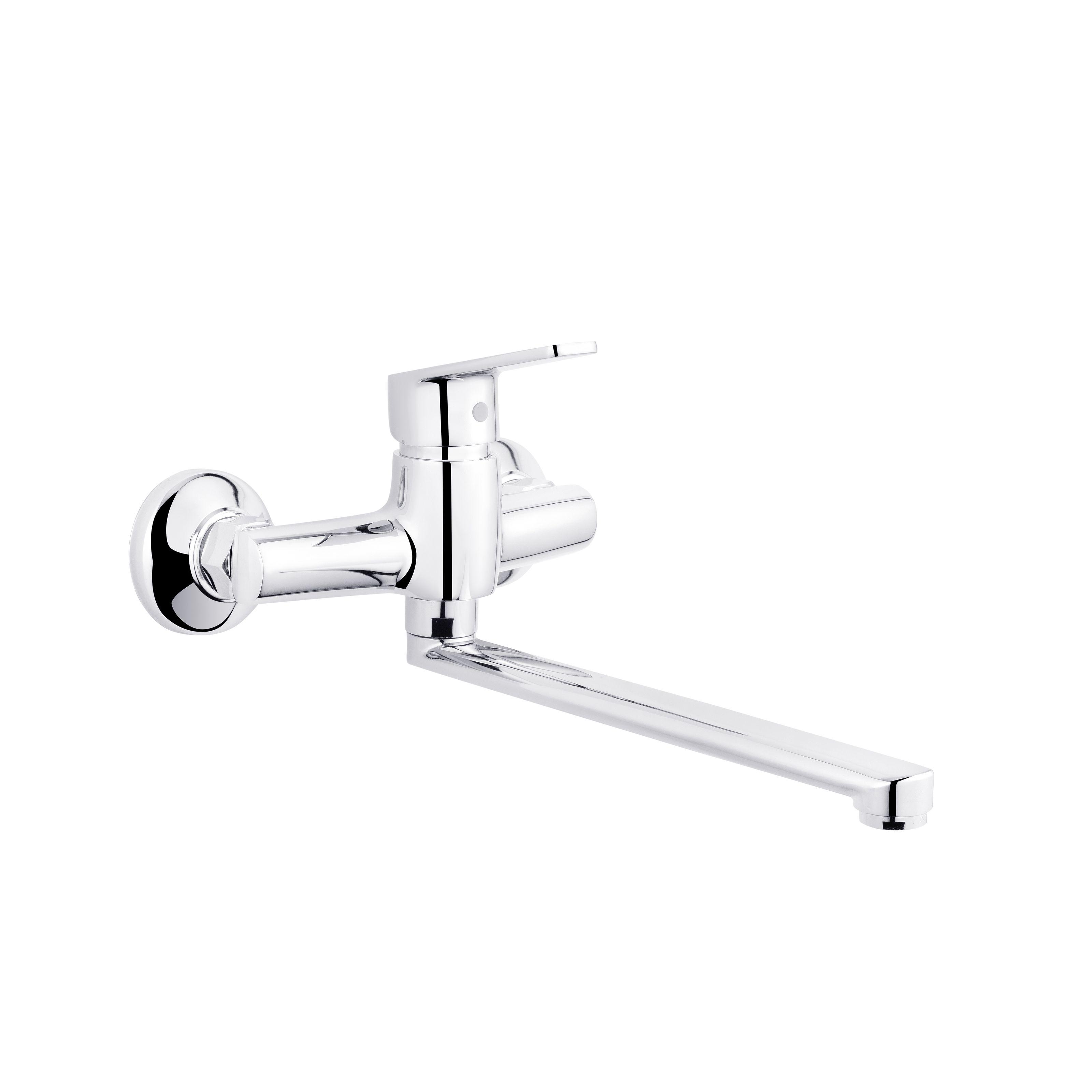 Смеситель для кухни KRONER Brocken CV023597 настенный однорычажный Хром (136417)