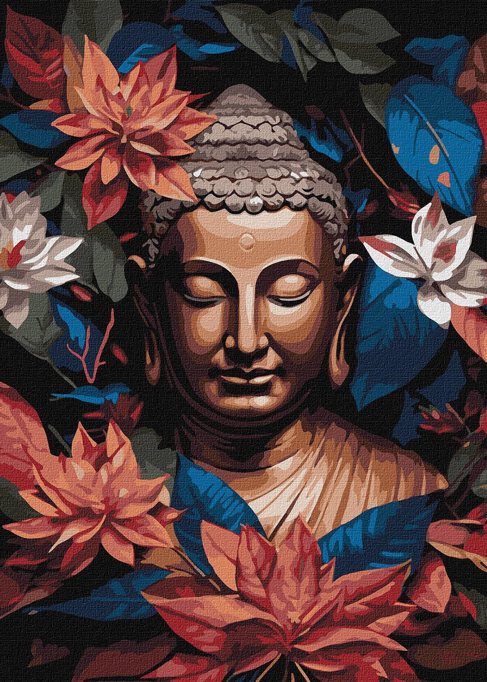 Картина по номерам Ідейка Бронзовый Будда с красками металлик extra 40х50 (KHO5098)